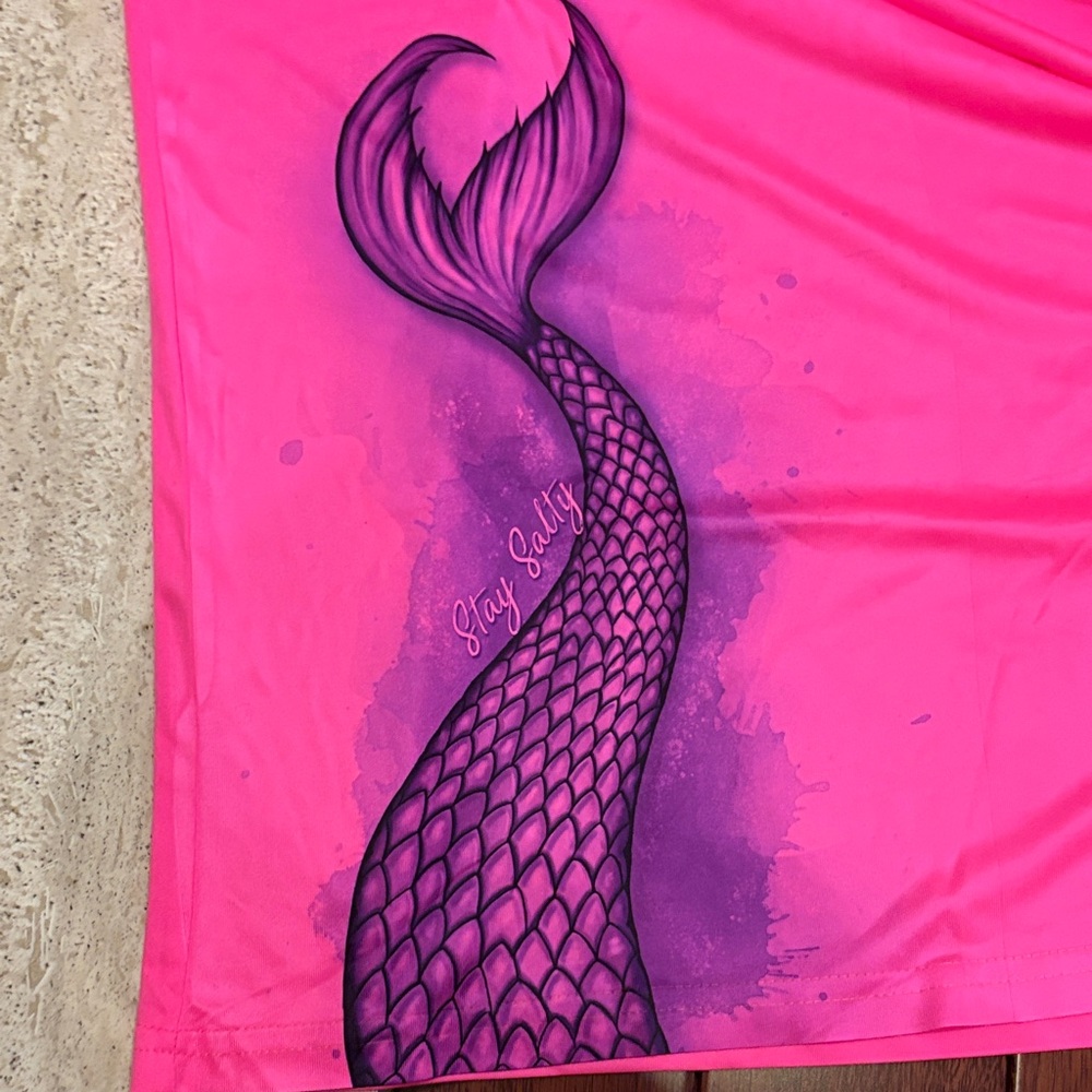 Girls' Hot Pink Mermaid Swim Coverup Rash Guard - Picture 3 of 6